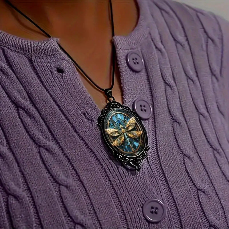Vintage Halsband Med Trollsländehänge