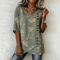 Vintage Blus Med Blommönster