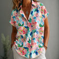 Vintage Blus Med Blommönster