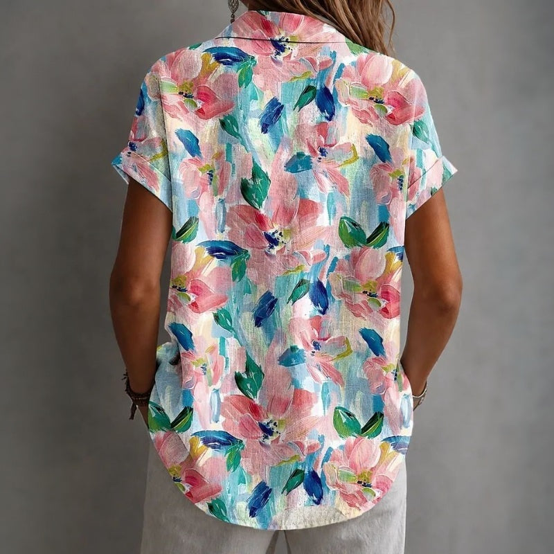 Vintage Blus Med Blommönster