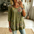 Vintage Blus Med Blommönster