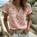 Vintage Blus Med Blommönster