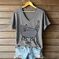 Casual T-Shirt Med Katttryck