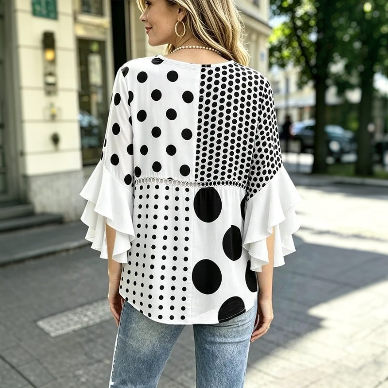Vintage Polka Dot Blus