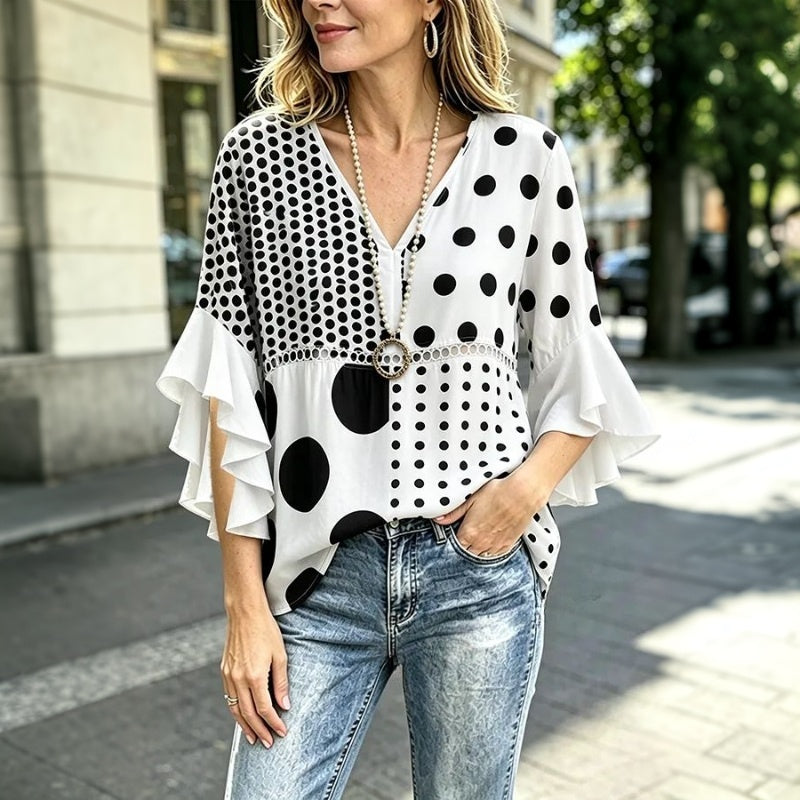 Vintage Polka Dot Blus