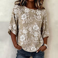 Vintage Blus Med Blommönster