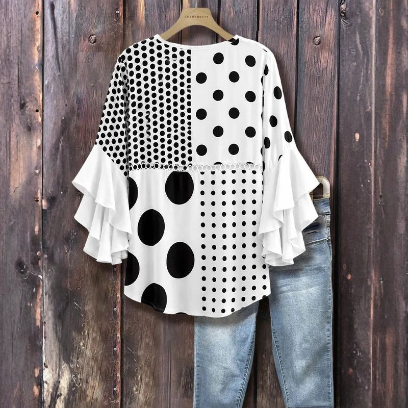 Vintage Polka Dot Blus