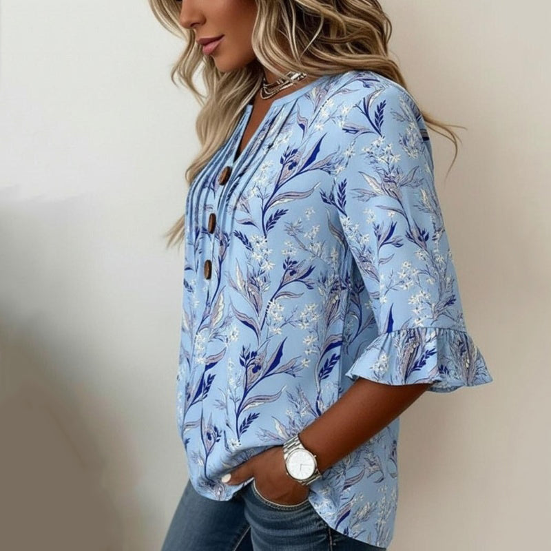 Vintageblus Med Blommönster