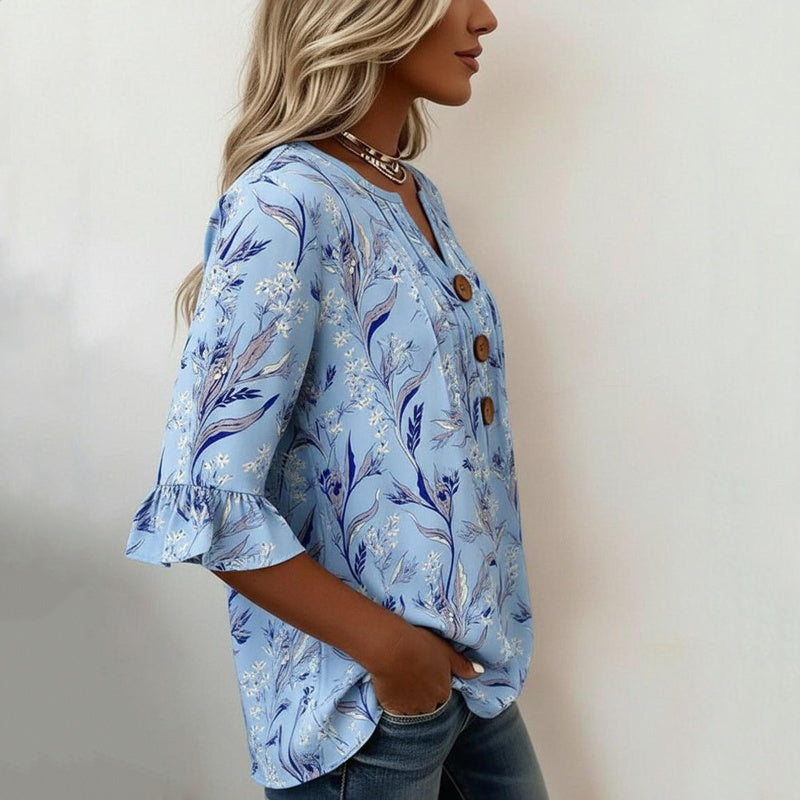 Vintageblus Med Blommönster