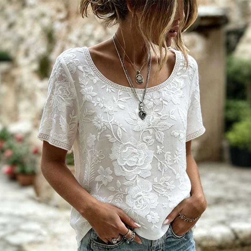 Vintageblus Med Blommönster