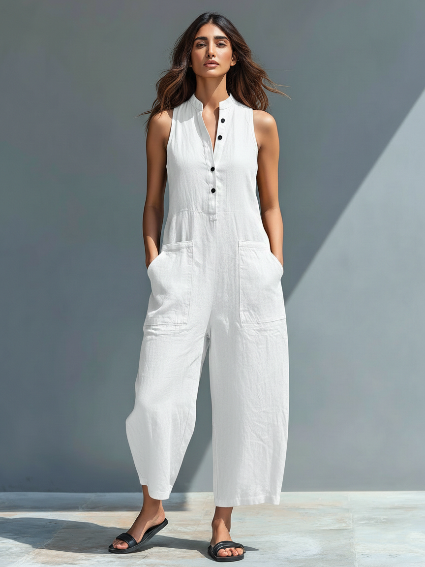 Ärmlös sommarjumpsuit